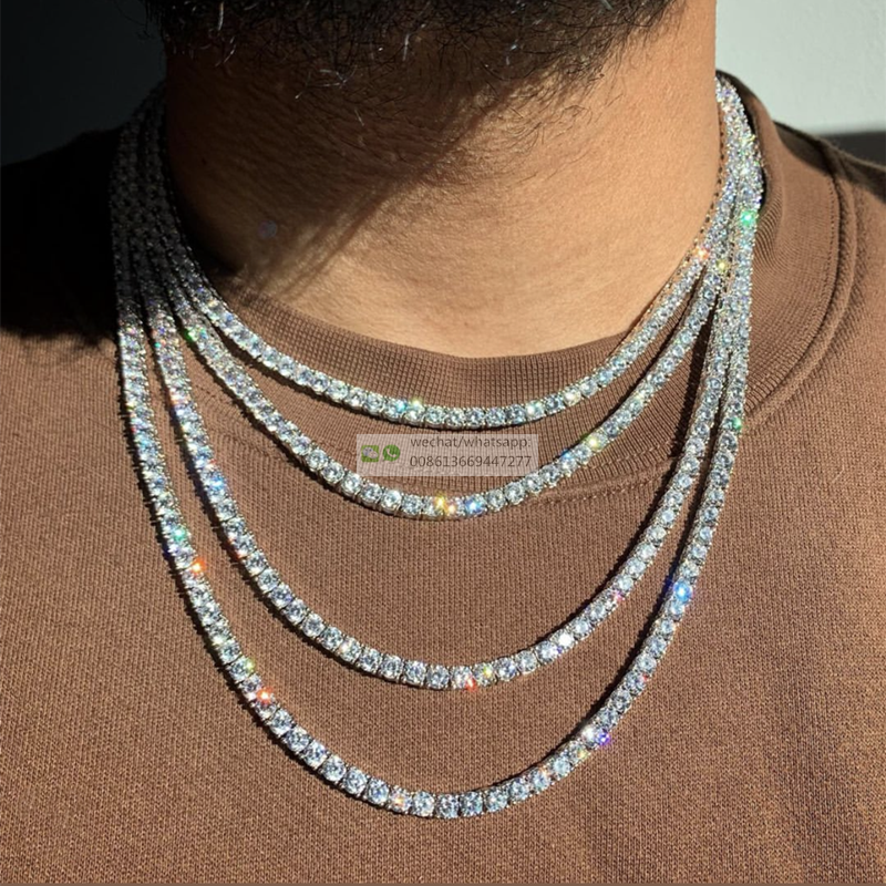 3MM 4MM 5MM 6MM Hip Hop Women Men Tennis Chain,Tennis Diamond Chain Necklace ,Iced Out Hip Hop CZ Diamond Baguette Tennis Chain