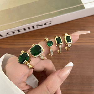 Brazil jewelry ring Emerald Rings icy big diamond 18k gold weddings ring gold fine jewelry for women Brazil jewelry wholesale