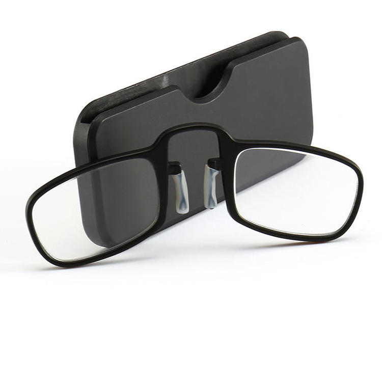 Wholesale nose bridge clip Ultra Slim Square Rimless  Plastic Frame Reading Glasses  stick phone wallet Easy to Carry