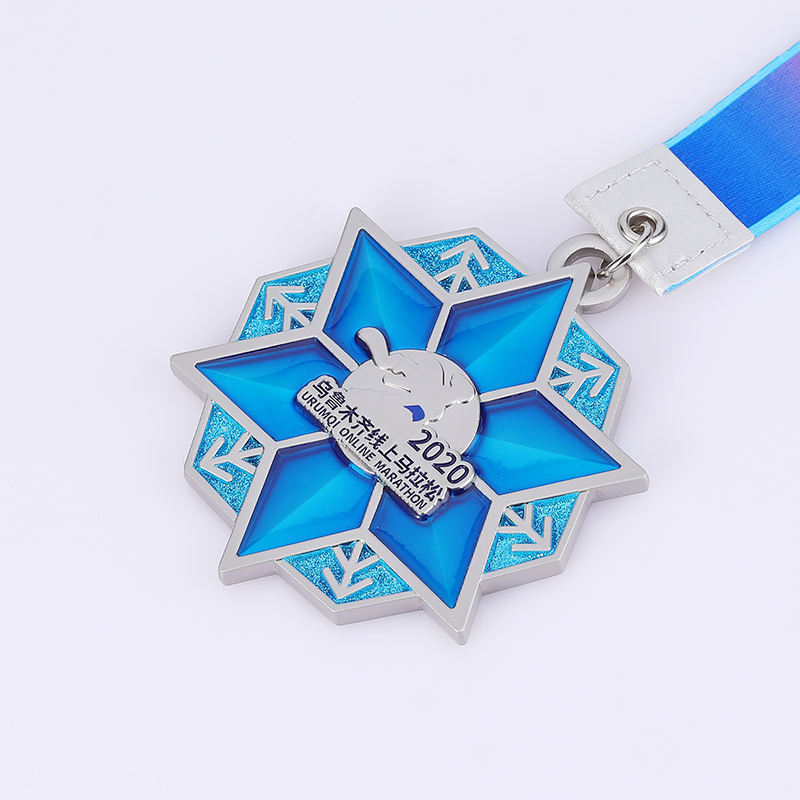 Custom Winter Theme Snowflake Sequins Sports Medal Cheap Custom Zinc Alloy Running Marathon Award Medal