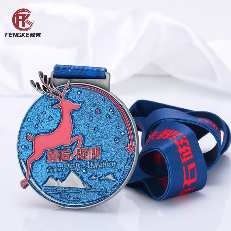 Custom Winter Theme Snowflake Sequins Sports Medal Cheap Custom Zinc Alloy Running Marathon Award Medal