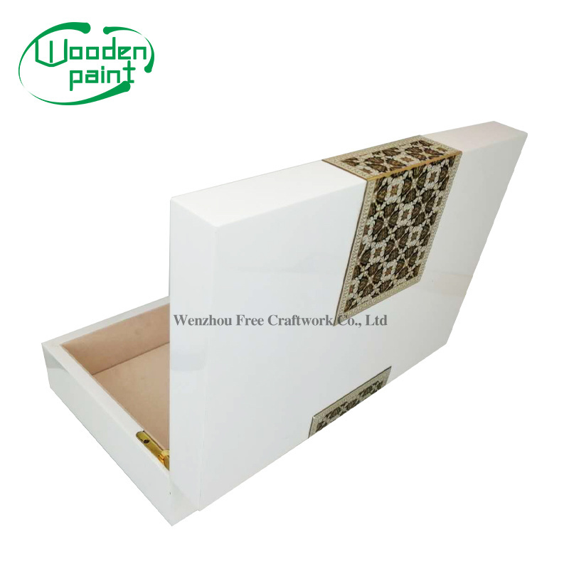 Wooden lacquer dry fruits nut packing box white gift crafts nuts storage box metal stick label