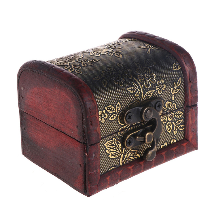 Factory custom ring necklace jewelry container creative design wooden box handheld retro jewelry box with locks