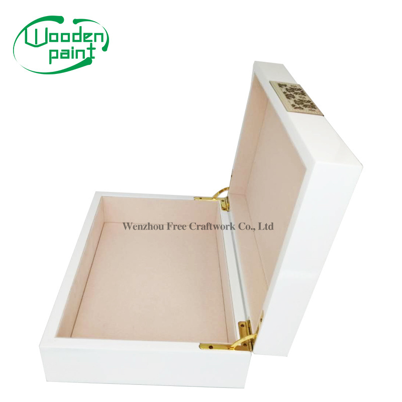 Wooden lacquer dry fruits nut packing box white gift crafts nuts storage box metal stick label