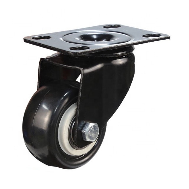 1.5 Inch 2 Inch 2.5 Inch 3 Inch Black PU Swivel Caster Wheel Friction type without brake