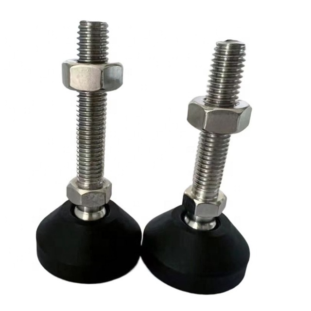 304 Stainless Steel Nylon Adjustable Leveling Feet M8 M10 M12 M14 M16 M20 M24 with Anti-slip Rubber Pad