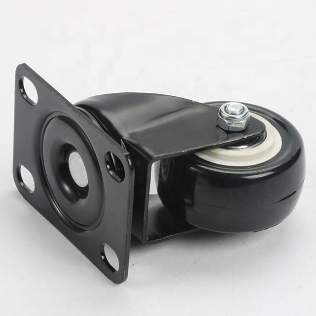 1.5 Inch 2 Inch 2.5 Inch 3 Inch Black PU Swivel Caster Wheel Friction type without brake