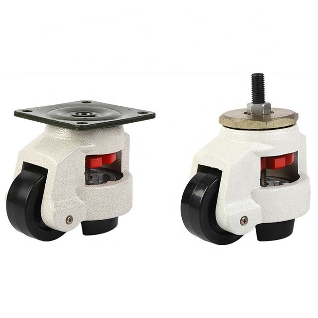 Adjustable Footmaster GD-60F Leveling Caster with 250 kgs Load Rating Nylon Wheel Top Plate for Furniture for Hospital Use