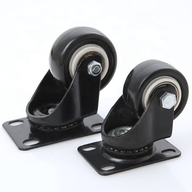 1.5 Inch 2 Inch 2.5 Inch 3 Inch Black PU Swivel Caster Wheel Friction type without brake