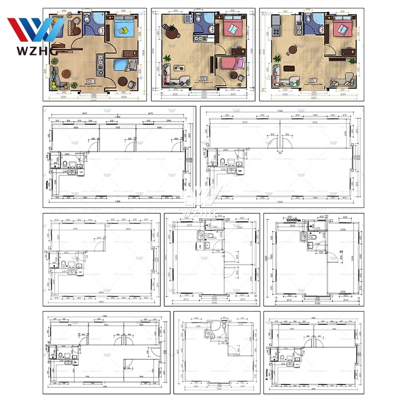 2 bedroom 20ft 40ft prefab modular foldable expandable portable cabin with toilet bathroom kitchen