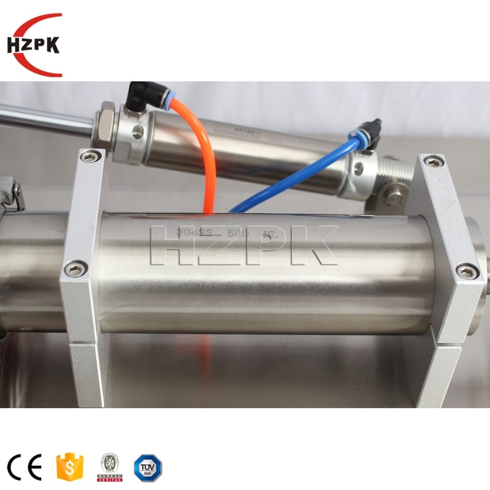 HZPK 1l Horizontal Semi Auto Manual Bottle Cream Jam Liquid Soap Filling Machine For Cream And Gel Paste Shampoo