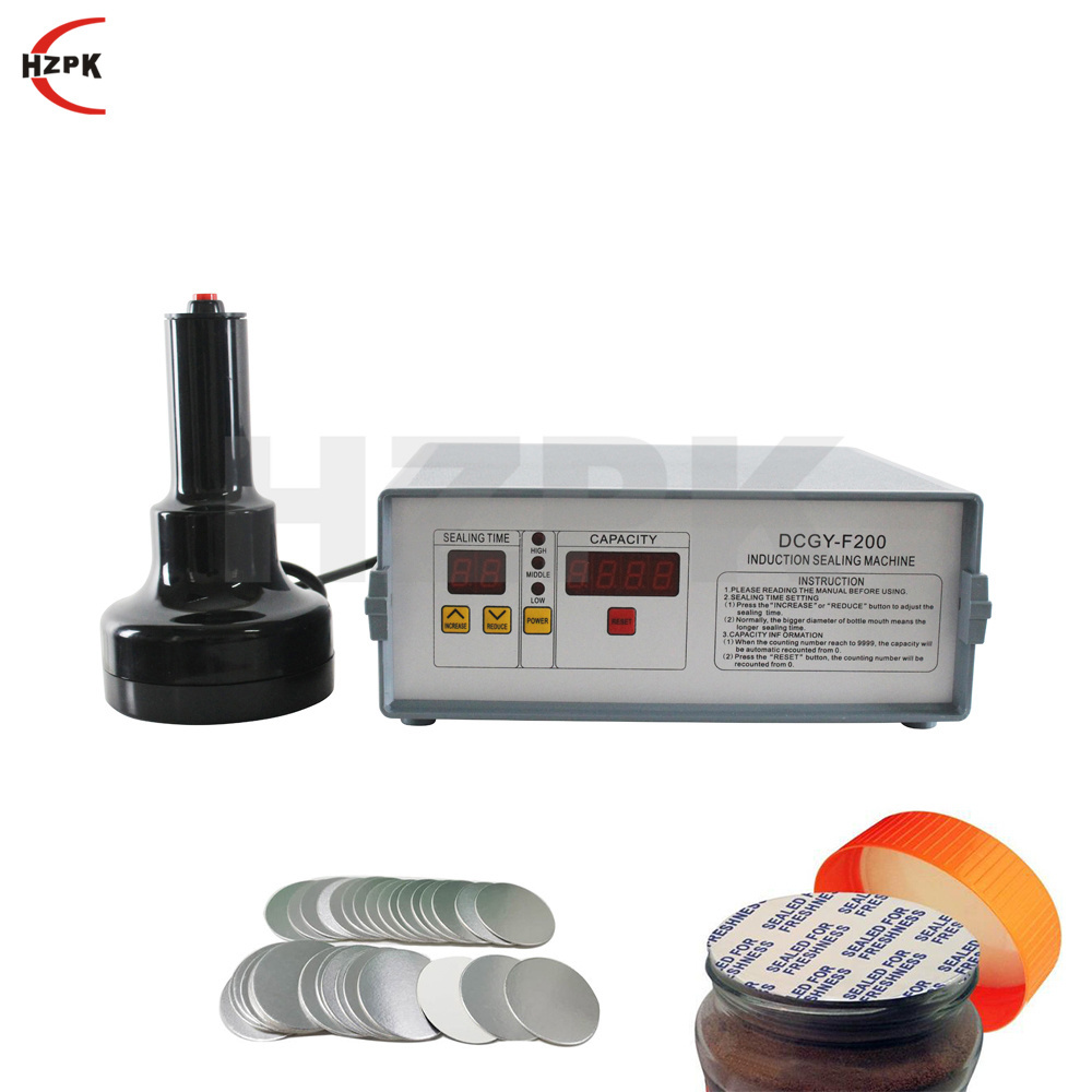 HZPK DCGY-F200 Manual Aluminium Foil Plastic Glass Bottle Lid Cap Induction Sealer Sealing Machine