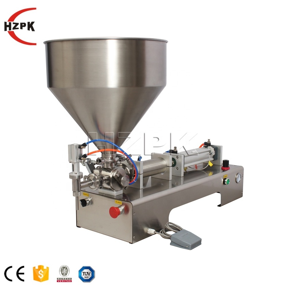 HZPK 1l Horizontal Semi Auto Manual Bottle Cream Jam Liquid Soap Filling Machine For Cream And Gel Paste Shampoo