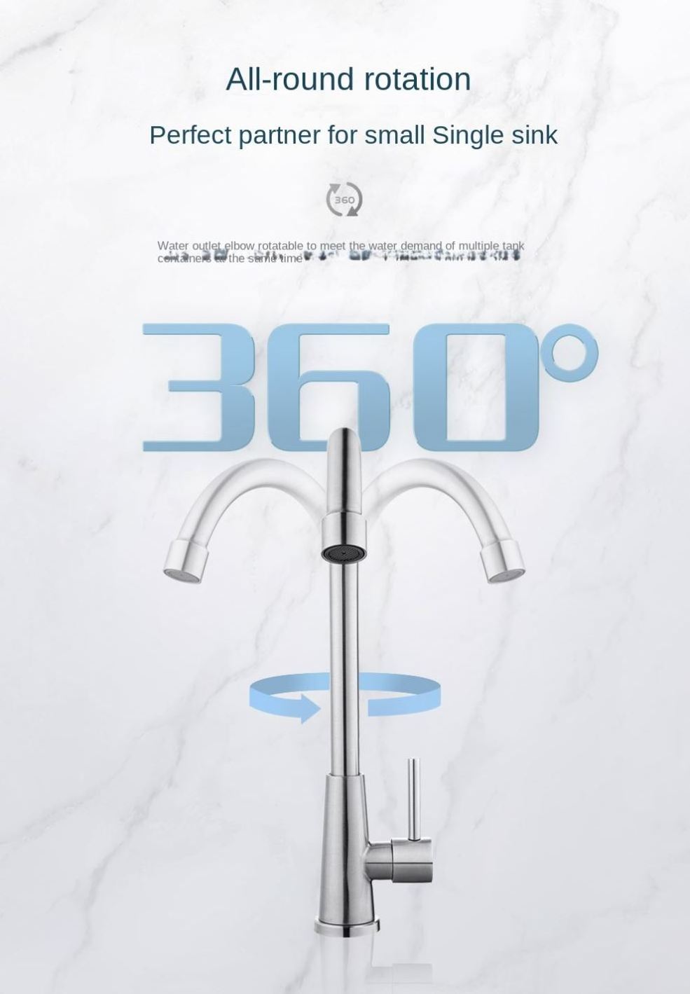 New Design Durable Stainless Steel Kitchen Sink Faucets Brushed Surface Single Cold Single Hole Kitchen Faucet