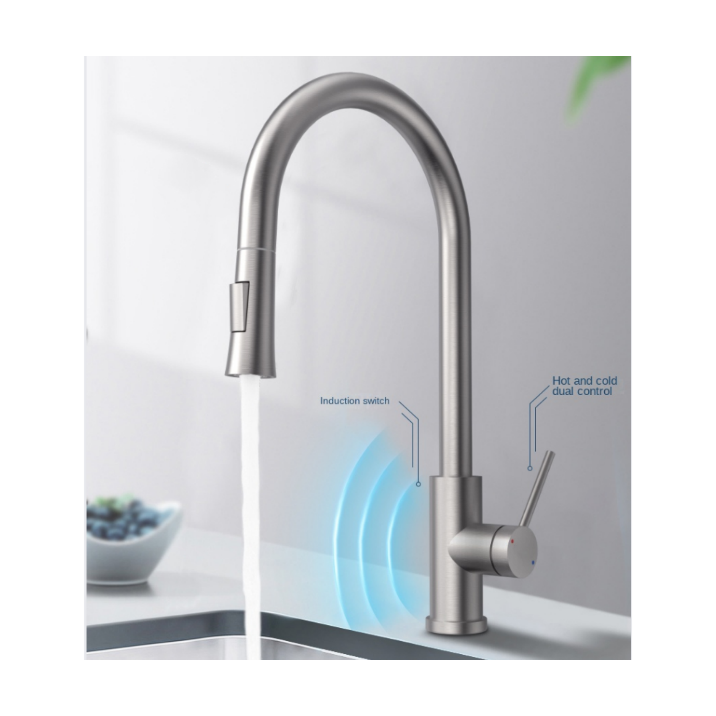 304 stainless steel Sensitive Smart Faucet 2-Function pull down Infrared induction Sensor Kitchen Faucets