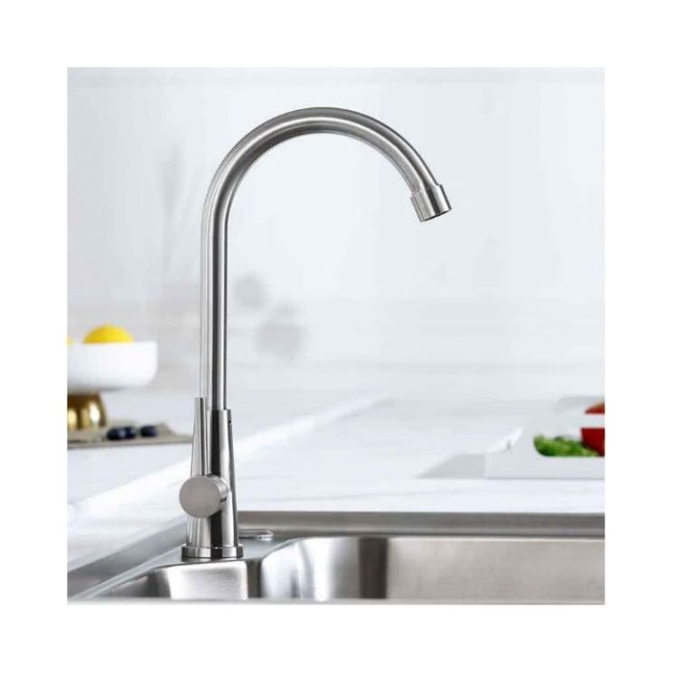 New Design Durable Stainless Steel Kitchen Sink Faucets Brushed Surface Single Cold Single Hole Kitchen Faucet