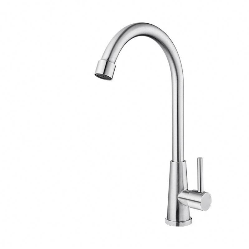 New Design Durable Stainless Steel Kitchen Sink Faucets Brushed Surface Single Cold Single Hole Kitchen Faucet