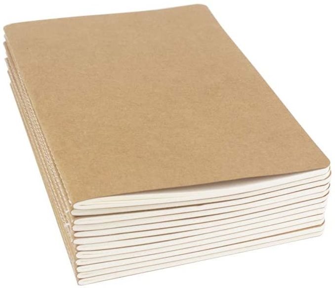 Factory Low Price Recycling soft cover brown kraft paper blank notebook with staple