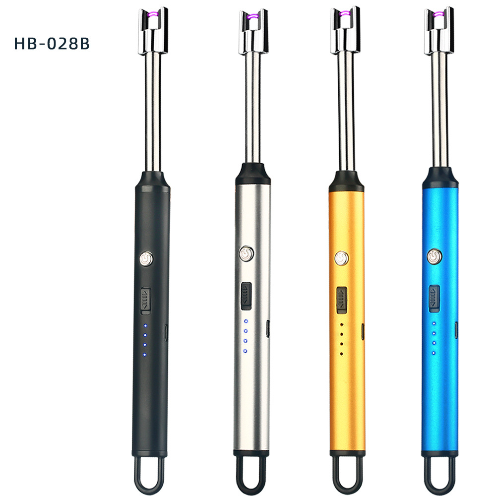 028 Windproof Electric Rechargeable Arc Lighter with LED Battery Display Long Flexible Neck USB  Candles lighter