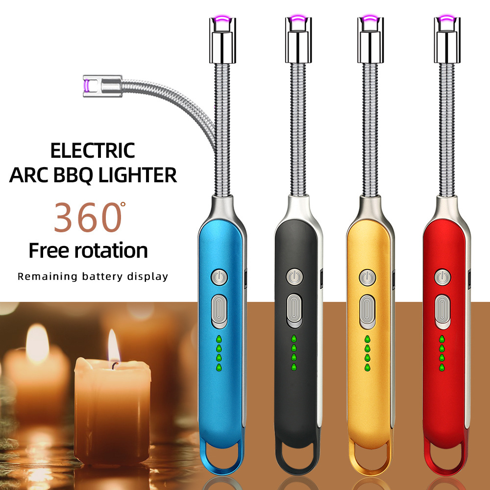 HONBAN HB-029 Cheap electric long metal bbq arc lighter windproof usb rechargeable candle lighters