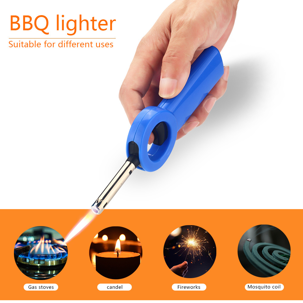 2021 Factory wholesale Plastic Lighter Gun Butane Gas Torch Fire Cool Refillable Electric Lighter Custom Candle BBQ Lighter