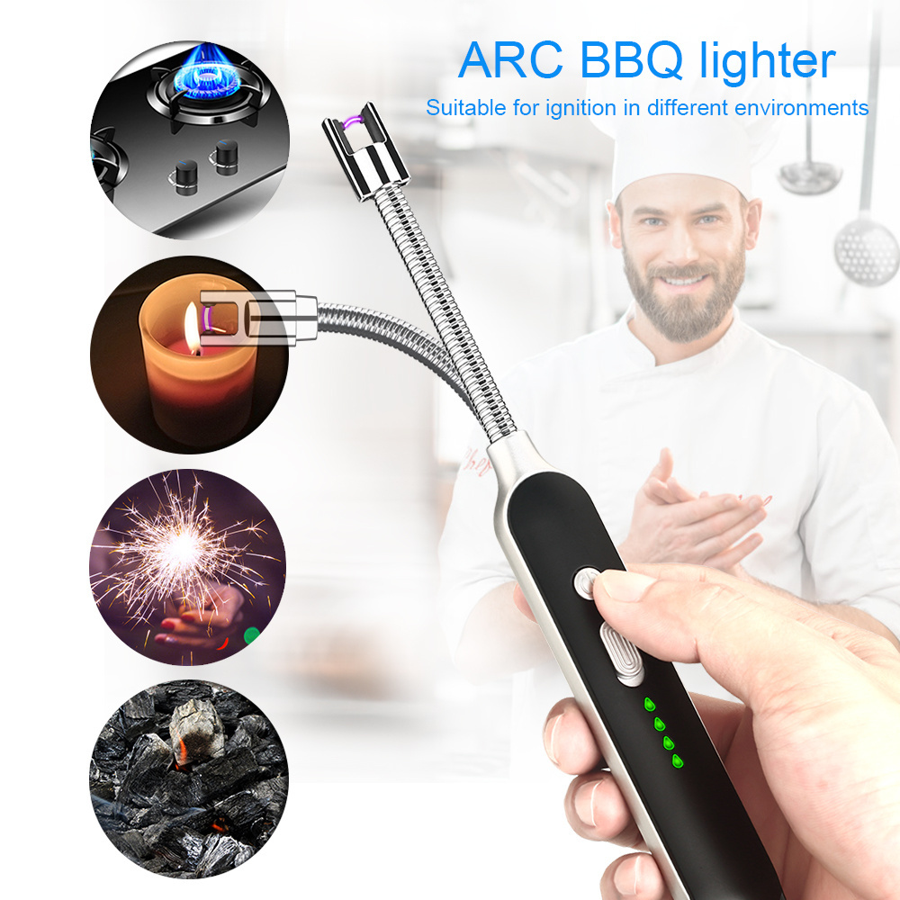 HONBAN HB-029 Cheap electric long metal bbq arc lighter windproof usb rechargeable candle lighters