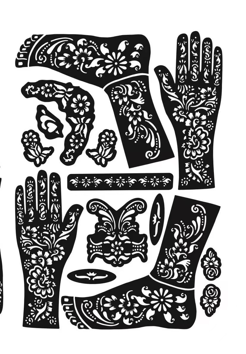 Reusable PET Tattoo Stencil Temporary Waterproof Body Art Flash Henna Tattoo Sticker