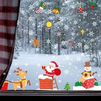 Newest Design Top Quality restaurant supermarket wall or window christmas window static cling stickers