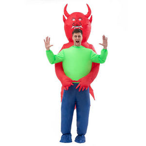 Alien Costume for Adult Children Halloween Costume Inflatable Suit Funny Party Blow up Ghost Hug Me Green Carton 100% Polyester