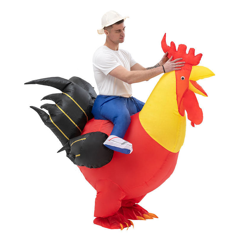 New Product Fan Air Blower Inflatable Red Cock Rooster Costumes Suit For Thanksgiving Cosplay