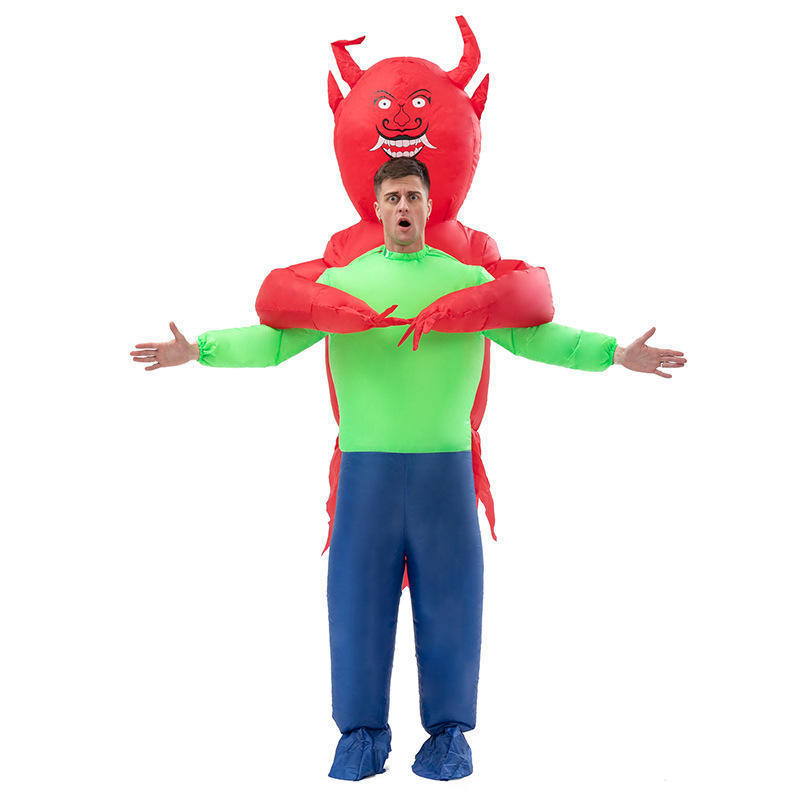 Alien Costume for Adult Children Halloween Costume Inflatable Suit Funny Party Blow up Ghost Hug Me Green Carton 100% Polyester