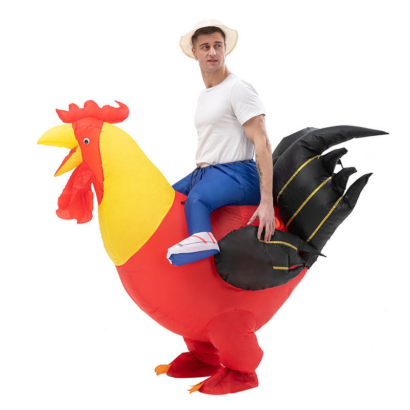 New Product Fan Air Blower Inflatable Red Cock Rooster Costumes Suit For Thanksgiving Cosplay