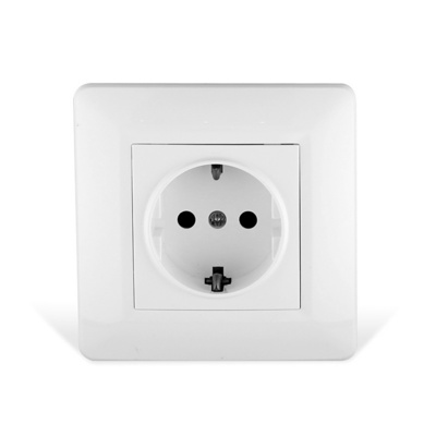 Flush Mounted 16A European Standard White Plastic 2 Pin EU Type F German Schuko Socket eu Electrical wall switches and sockets