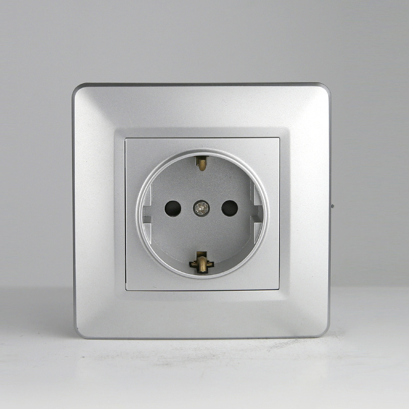 Flush Mounted 16A European Standard White Plastic 2 Pin EU Type F German Schuko Socket eu Electrical wall switches and sockets