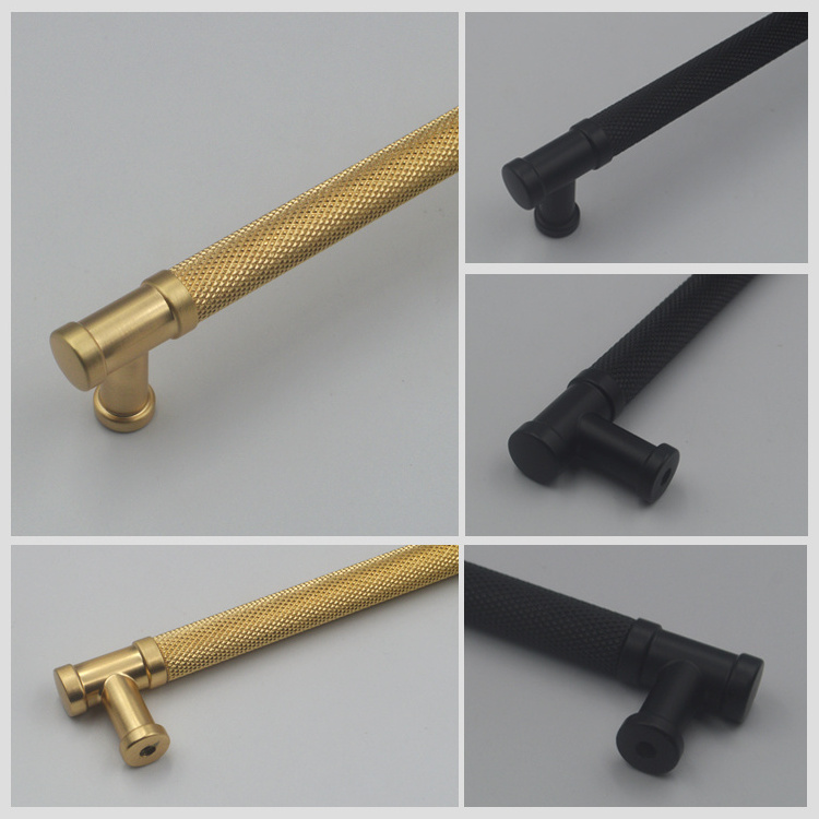 knurled brass matt black hardware kitchen cupboard cabinet t bar pulls handles, knurled t bar cabinet pull handle black