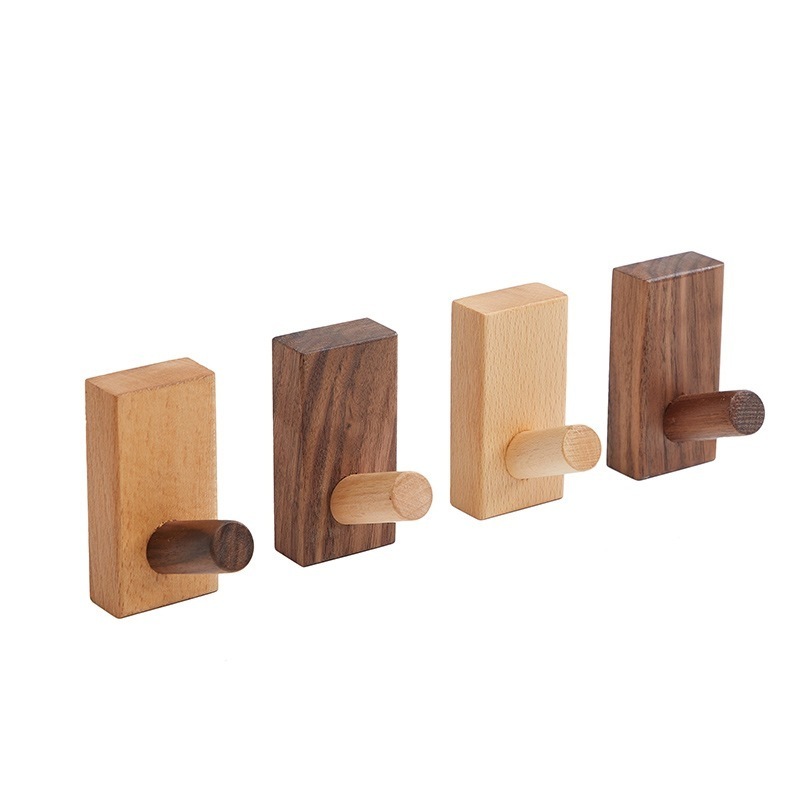 Wooden Metal Wall Door Hooks for Hanging Bathroom Towels Clothes Hanger Wood Wall Hook