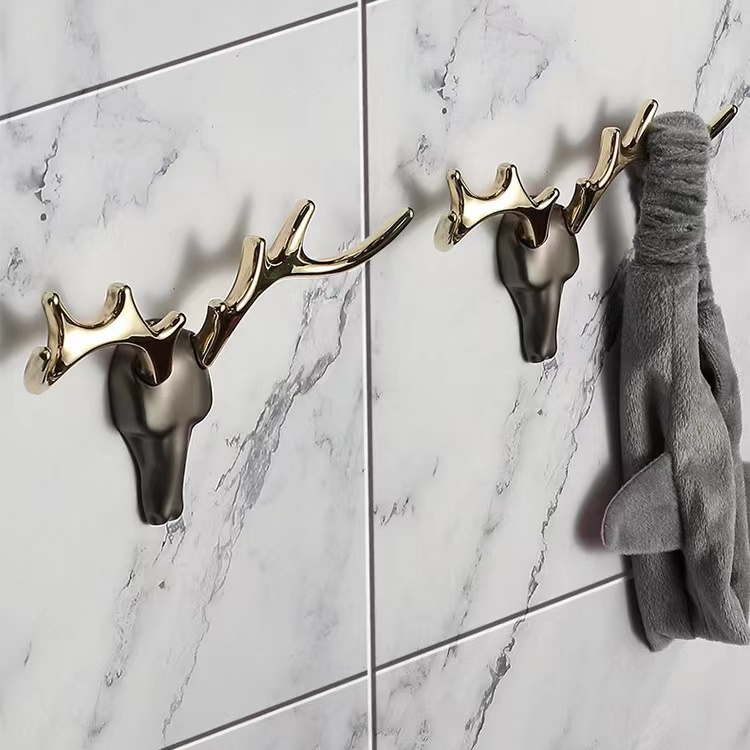 HONGHUI wall decoration antlers single key hanger hooks wall coat keys deer animal shape hook	 black wall hook animal