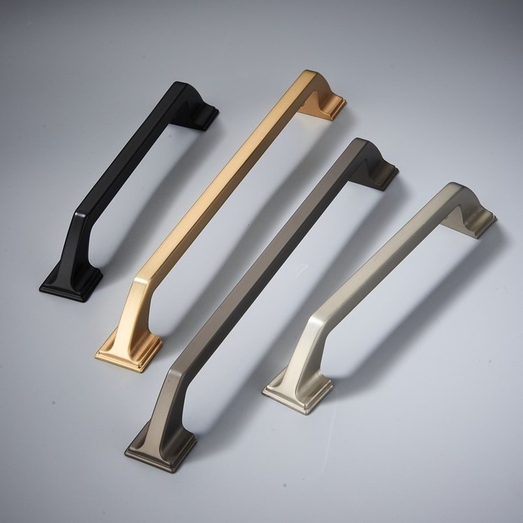 HIWELL modern cabinet handles square design solid black furniture gold kitchen cabinet handles