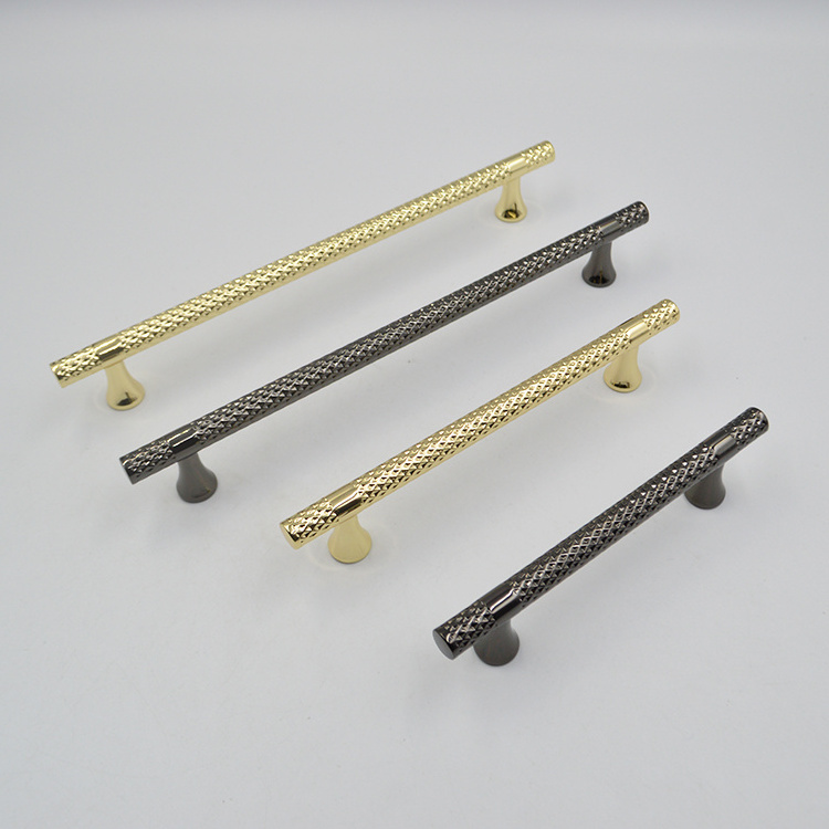 HIWELL Vintage luxury gold brass cabinet pull handle knurled nickel cabinet handle knurled gold cabinet handle