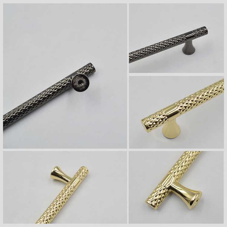 HIWELL Vintage luxury gold brass cabinet pull handle knurled nickel cabinet handle knurled gold cabinet handle