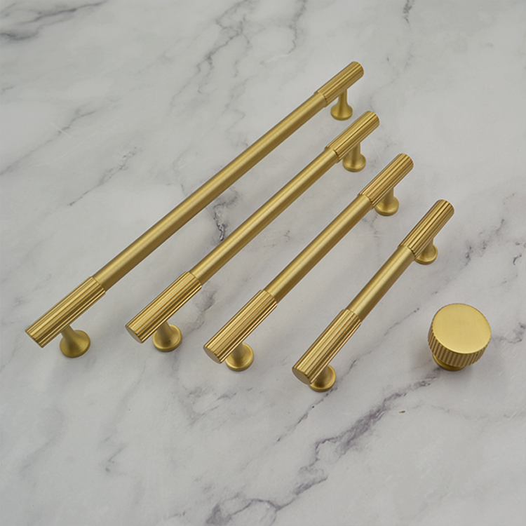 HIWELL knurling brass kitchen handles knobs and pulls brass cabinet pulls drawer cupboard wardrobe door pure brass handle