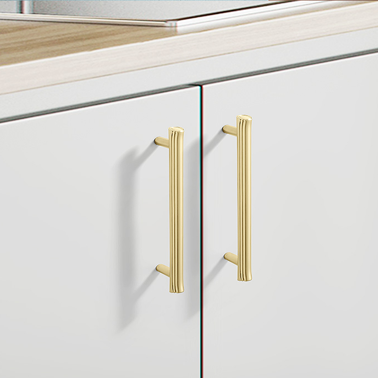 Cabinet Hardware Brushed Brass Euro Style Bar Handle Pull Wardrobe Handle Gold Cabinet Handle