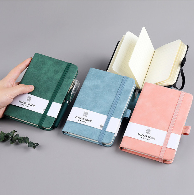 2024 New A6 Small Portable Notebook Pocket Notepad Diary Pu Leather Cover NoteBook With Pen Holder