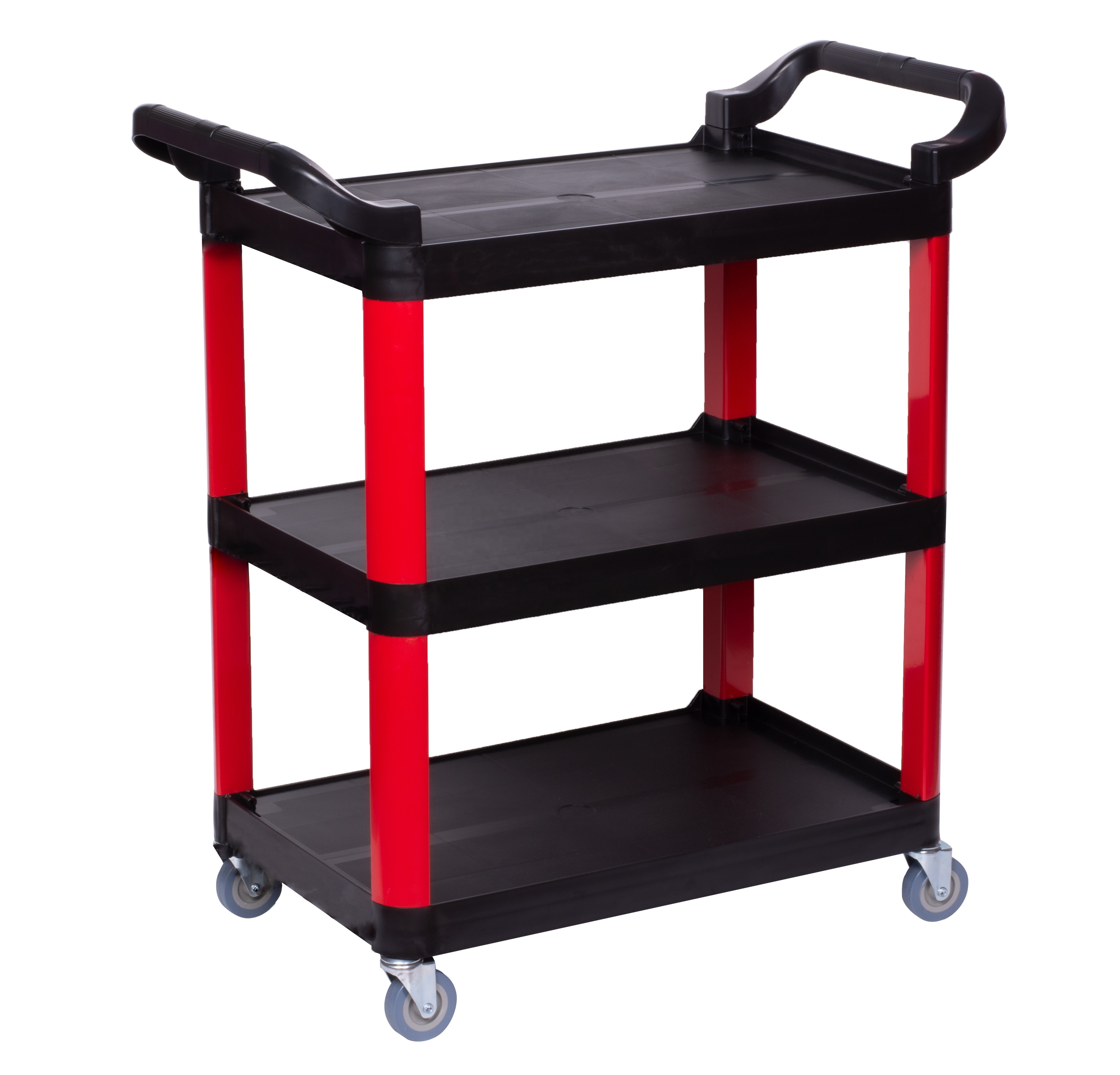 Utility 3 tier rolling hand push tool cart trolley with wheels for service detailing car wash beauty waxing janitorial  plastic