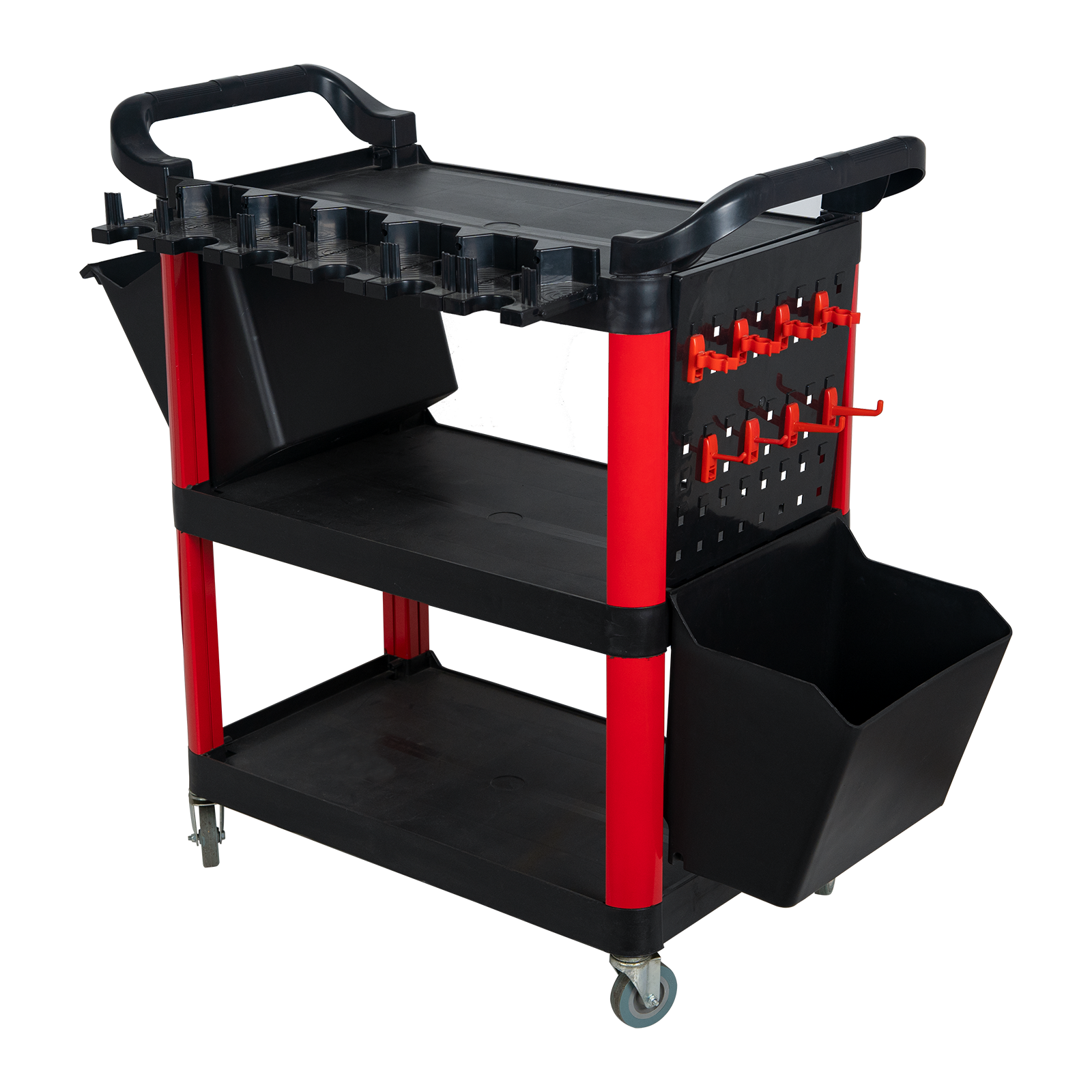 High Quality Multi-function Auto Repair 3 Shelf Storage Hand Push Plastic Tool Cart Cleaning Car Detailing Rolling Trolley  Cart