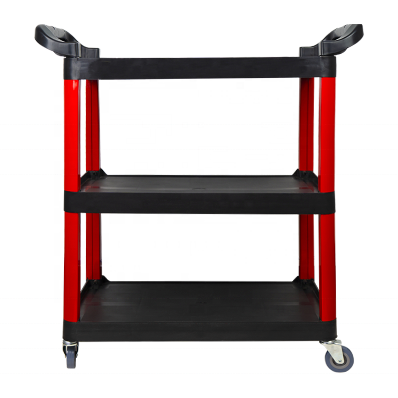 Hot Selling Utility 3 Tier Rolling Hand Push Tool Cart Trolley With Wheels For Service Detailing Car Wash Beauty Plastic