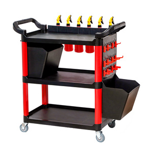 High Quality Multi-functional Practical Car Wash Tools Storage Practical3 Layers Detailing Trolley Cart with Bucket