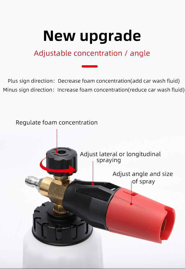 High Pressure Cleaner Snow Foam Gun Foam Canister PA Foam Gun Large Nozzle Adjustable High Pressure Spray Gun