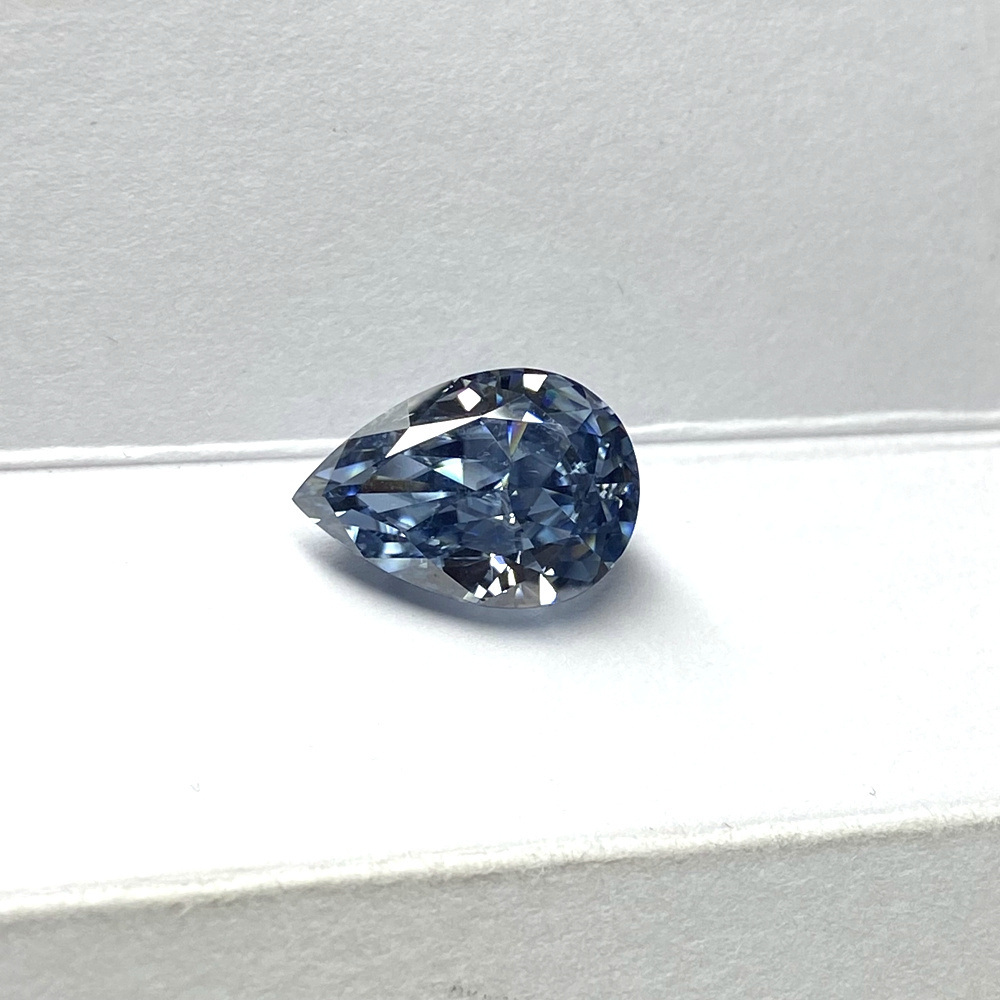 High Quality VVS1 Blue Moissanite 9x13mm 8x12mm 5ct 4ct Lab Grown Pear Cut Moissanite GRA Blue