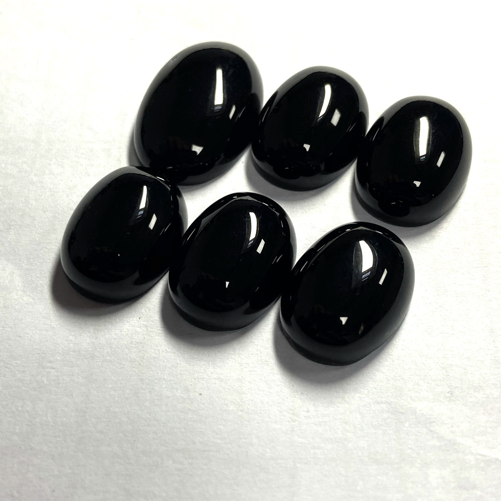 Flat Bottom Green Black Blue Red Onyx Cabochon Gemstone Natural Oval Cut Agate Stone